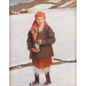 Teodor Axentowicz (1859 Brasov - 1938 Krakau), Junge Huzulenfrau mit einem Krug
