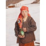 Teodor Axentowicz (1859 Brasov - 1938 Krakau), Junge Huzulenfrau mit einem Krug