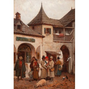 Franz Streitt (1839 Brody near Lviv - 1890 Munich), In a Galician town, 1876