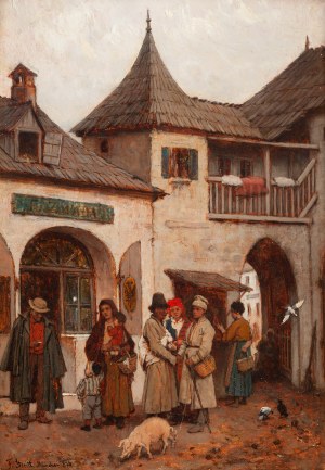 Franciszek Streitt (1839 Brody k. Lwowa - 1890 Monachium), W galicyjskim miasteczku, 1876