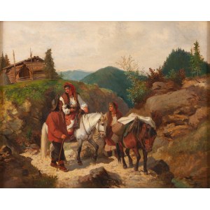 Jozef Jaroszynski (1835 Lviv - 1900 Munich), Hutsuls in the Carpathians