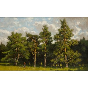 Władysław Malecki (1836 Masłów - 1900 Szydłowiec), On the edge of the pine forest, 1880s.