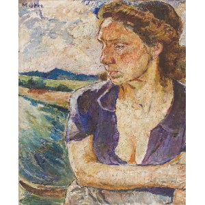Maria Melania Mutermilch \ Mela Muter (1876 Warszawa - 1967 Paryż), Portret młodej kobiety na tle Rodanu, lata 40. XX w.