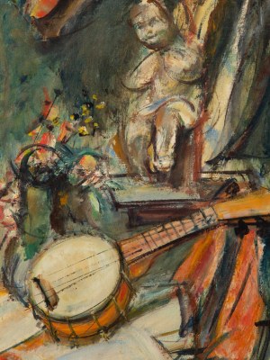 Zygmunt Józef Menkes (1896 Lwów - 1986 Riverdale, USA), Martwa natura z bandżo, lata 30. XX w.