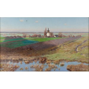 Józef Rapacki (1871 Warsaw - 1929 Olszanka near Skierniewice), Spring landscape from Olszanka, 1916