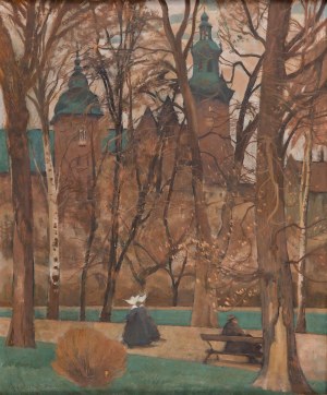 Stanisław Czajkowski (1878 Warszawa - 1954 Sandomierz), Widok na Wawel, 1941