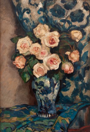 Stefan Filipkiewicz (1879 Tarnów - 1944 Mauthausen-Gusen), Róże w wazonie, 1923