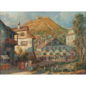 Jerzy Edmund Kaniewski (1909 - 1982 ), Landschaft von Krzemieniec mit Blick auf den Berg Bona, 1959