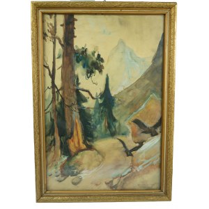 Aquarell Ein Adlerpaar, signiert, Zakopane 1932.