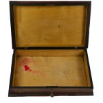 Drewniane puzderko / szkatułka z głową górala, sygnowane monogramem GM, II poł. XXw. , rozmiar 32 x19,5cm