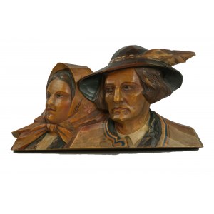 CHROBAK J. - Socha horala a horalky, signovaná, 2. polovica 20. storočia, rozmery 27,5 x 17 cm