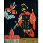 GĄSIENICA - ROJ Zofia - Heiliger Florian, Gemälde auf Glas, Größe 35 x 42cm