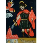 GĄSIENICA - ROJ Zofia - Heiliger Florian, Gemälde auf Glas, Größe 35 x 42cm