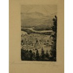 KARPACZ Widok na Śnieżkę, akwaforta, sygnowana, f. 12,5 x 17,5cm