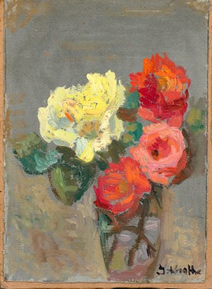 Irena Knothe (1904-1986), Kwiaty w szklanym wazonie, lata 50. XX w.