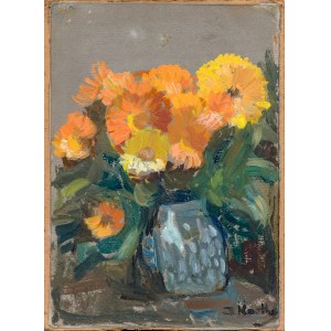 Irena Knothe (1904-1986), Blumenstrauß aus gelben Blumen, 1950er Jahre.