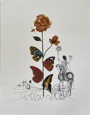 Salvador Dali, Róża i motyle, 1979