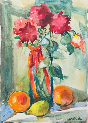 Irena Knothe (1904-1986), Roses and fruit, 1960s.