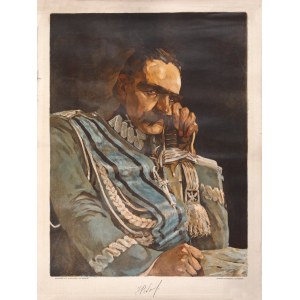 Jan Kanty Gumowski (1883-1946), Portrait of Józef Piłsudski. Lithograph from 1921.
