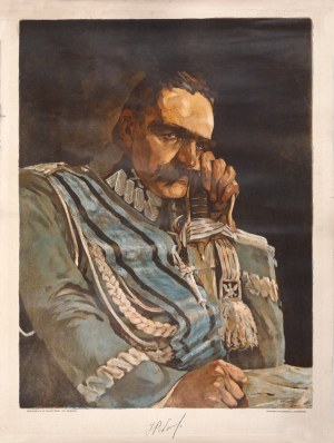 Jan Kanty Gumowski (1883-1946), Portret Józefa Piłsudskiego. Litografia z 1921 roku.