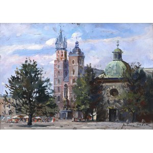 Juliusz Słabiak (1917-1973), View of St. Mary's Church and St. Adalbert's Church in Cracow.