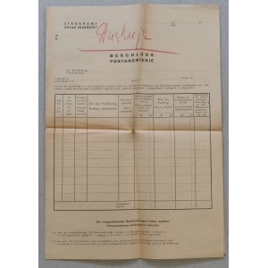 Beschluss/Determination, tax office print circa 1940.