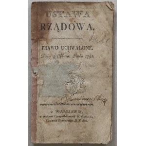 [Konstytucja 3 Maja] Ustawa Rządowa 3 V 1791, druk. M. Grölla