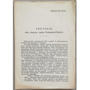 Minutes of the opening act of the Royal Polish Courts, 1917