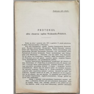 Protokoll des Eröffnungsaktes der Königlichen Polnischen Gerichte, 1917