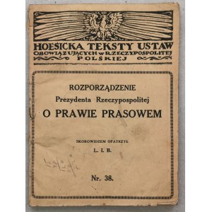 Präsidialerlass zum Pressegesetz, 1927