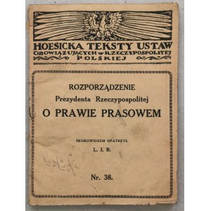 Prezidentský dekrét o tlačovom zákone z roku 1927