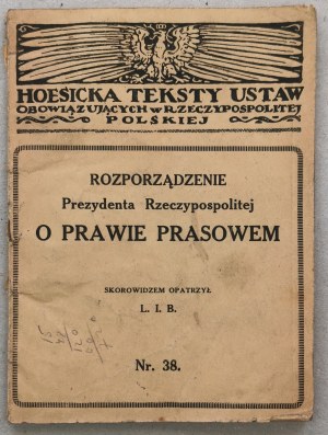 Presidential Decree on Press Law, 1927