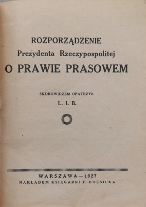 Presidential Decree on Press Law, 1927