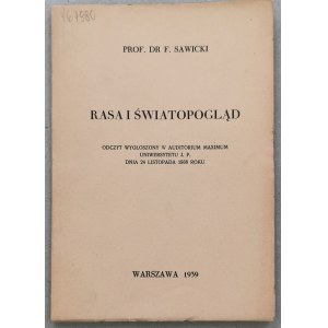Páter Sawicki Fr., Race and worldview, přednáška na UP v roce 1938,[tisk 1939].
