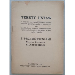 Texty zákonů o nabývání majetku státu... [Minc], 1946