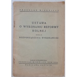 Zákon o provádění pozemkové reformy a prováděcí předpisy z roku 1929