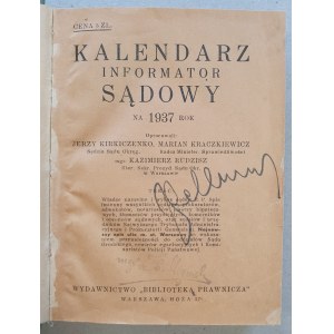 Kalendár Informator Sądowy na rok 1937 [opr. Kiričenko, Kraczkiewicz, Rudzisz].