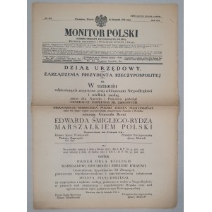 Monitor Polski No. 262/1936 - Śmigły-Rydza - Marshal of Poland
