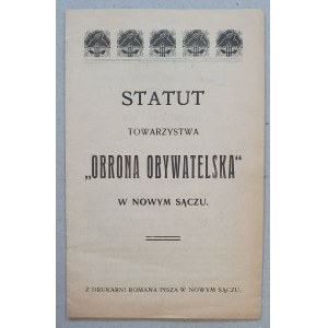 Statuten der Gesellschaft für Bürgerliche Verteidigung in Nowy Sącz, 1913.