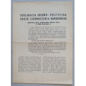 Ideologische und politische Erklärung der Obóz Zjednoczenia Narodowego [A. Koc, 1937].