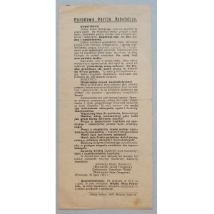 Národní dělnická strana, provolání ze dne 25. července 1924 [výzva k protestu].