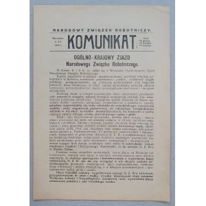 Národný robotnícky zväz, komuniké z 5. februára 1918 [rezolúcie NZR].