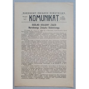 Narodowy Związek Robotniczy, Komunikat z 5 II 1918 [Uchwały NZR]