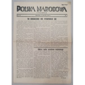 Polska Narodowa, tygodnik, Łowicz, R.III 1938, nr 2 [antysemityzm, ONR]