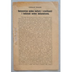 Rokicki C., Der Bolschewismus gegenüber der Kultur und Zivilisation..., [RARA vom 6.8.1920].