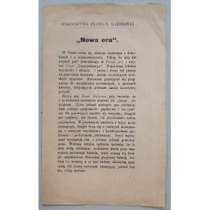 Národná pravicová strana, Nová éra[cca 1910?]