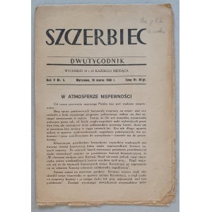 Szczerbiec, R.V. 1930 Nr. 5, 10. März [Zensur, Antisemitismus].