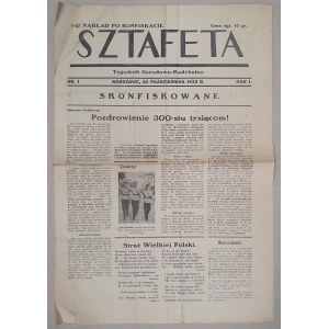 Štafeta, R.I. 1933 č. 1 z 22. října, 2. vydání [ONR, antisemitismus].