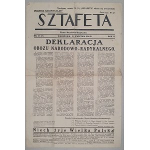 Sztafeta, 15.04.1934 nr 13(19)- Deklaracja ONR [antysemityzm]