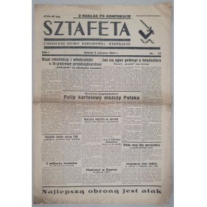 Sztafeta, R.I - 1934 nr 37 z 2 czerwca [ONR, antysemityzm]